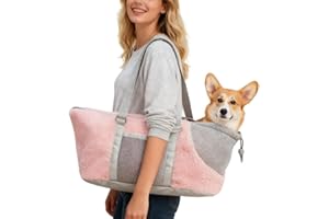 ITODA Sac Transport Chien Chat Grande Capacité Sac à Main pour Animaux De Compagnie Doux Sac de Voyage Hiver Chaud Sacoche À Bandoulière Portable Panier pour Petits Chiens Chats Chiot Chaton