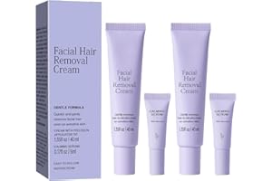 ANGEL SILK Facial Hair Removal Cream for Women & Men, Gentle Painless Depilatory Cream for Sensitive Skin, for Upper Lip, Chin & Cheeks, 8-Minute Fast Acting, 2Pack