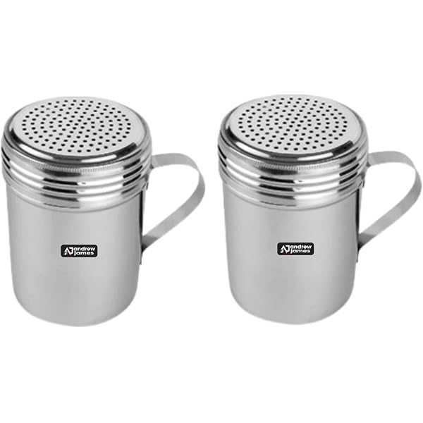 Powdered Sugar Shaker With Lid - Stainless Steel Mesh Shaker For Cocoa Cinnamon & Spices