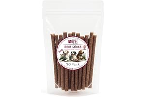 HUNGRY PETS Premium Natural Dog Sticks 20 Pack - 100% Meat (20 Pack, Beef)