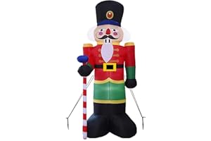 ANIEPAA 260cm Cascanueces Inflable de Navidad Soldado Inflable De Navidad Exteriores Porche Césped Jardín Patio Decoración Fiesta Decoraciones Navideñas de Soldado Inflable