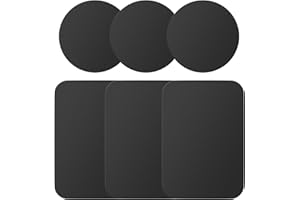 UMIKEL Paquete de 6 placas de metal, disco de repuesto universal de metal con fuerte adhesivo para todos los soportes magnéticos de coche y otros soportes magnéticos, color negro, 3 rectangulares (45