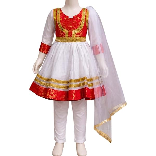 red kathak dress Custom Kathak Anarkali Dress 5pc Indian Dance Costume