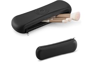 OutSpry Make Up Pinselhalter Silikon, Reißverschluss Reise Make Up Pinsel Aufbewahrung (Ohne Schminkpinsel) Portable Atmungsaktiv Kosmetiktasche Make Up Organizer, Schwarz
