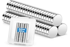 Wzone 8 x 2 mm małe magnesy mocne, 60 sztuk mini magnesów na lodówkę, okrągłe magnesy neodymowe do rzemiosła, domu, biura, zdjęć, map i "zrób to sam"