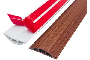 ZZLQIAN Floor Cord & Wire Cover,Self-Adhesive Flexible PVC Power Cable Channel,Cable Protector & Hider,Protect Cables & Prevent Trip Hazards,Ideal Extension Cord Cover for Office Home (Wood Grain B, 3M)