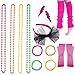 Produktbild BRT 80er Jahre Neon Halsketten Armbänder Fischnetz Handschuhe Beinlinge Spitze Bogen Stirnband Neon Ohrringe 1980er Jahre Kostümzubehör Party Kostüm für Frauen Mädchen Damen