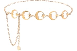 WERFORU Cinturón de mujer Moda Metal Chain Cinturón de aleación Cinturón de cintura ajustable Cadena de cintura