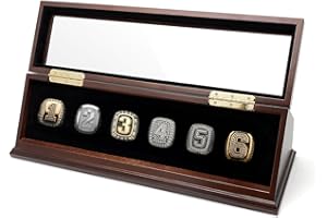 CHEZ MONETT 6-Slot Championship Ring Vitrine - Sport Ringhalter Box (Espresso, 6)