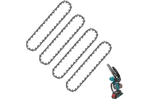 YSUY 4PCS 6 Inch Chainsaw Chains, Mini Chainsaw Chain Replacement for Cordless Handheld Chainsaws, Low-Kickback Small Chainsaw Blade for Tree Trimming and Wood Cutting (37 Drive Links) (4 PCS 6In)