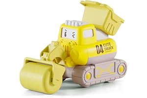 Lokorus Press Inertia Power Toy Cars for Kids Aged 3 and Above,Push and Go Engineering Vehicle Toy, for Boys Girls (Yellow roller)