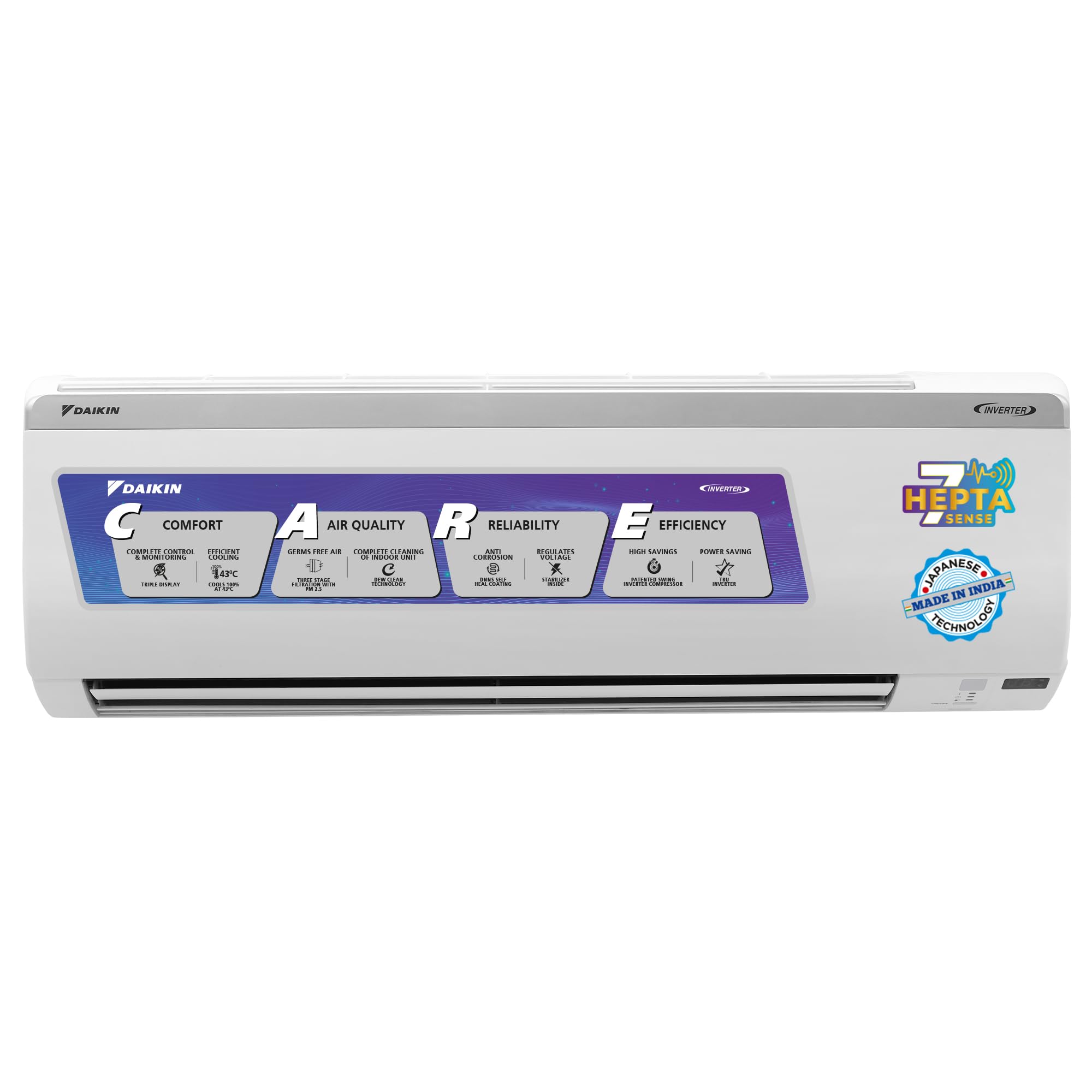 Daikin 1.5 Ton 3 Star Inverter Split AC (Copper, PM 2.5 Filter, Triple Display, Dew Clean Technology, Coanda Airflow, 2024 Mo