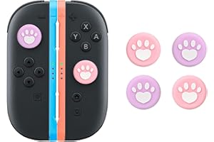 DLseego Capuchon de Joystick pour Switch 2,Griffe de Chat 4 PCS Cover pour Joystick, Mignon Silicone Analogique Capuchons de Poignée de Pouce pour Switch 2/PS4/PS5/ pour Xbox,Rose+Violet