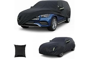 Journeyside Housse de Voiture Universelle pour SUV Compact, Bâche Voiture Housse Extérieure 190T Imperméable, Résistante Neige/Poussière/Coupe-Vent, Noire, Dimensions : 4.85 * 1.9 * 1.85m