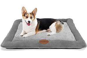 Nobleza Colchoneta para Cama para Perro Mediano， Colchón Lavable Antideslizantes para Mascotas， Cojines de Sofá Cómodos para Perros y Gatos， con Felpa Corta Ultra Suave y Gruesa， Gris， 75 x 57 x 9 cm