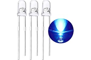 LEDWEKEI (Azul 60 grados) 120 piezas 3 mm Diodo emisor de luz LED, lámpara LED de alto brillo, potentes componentes electrónicos de bombilla