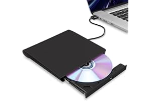 Hcsunfly External CD/DVD Drive for Laptop, USB 3.0 Ultra-Slim Portable Burner Writer Compatible with Mac MacBook Pro/Air iMac Desktop Windows 7/8/10/XP/Vista (White) (Black)
