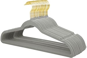 ‎MANGOTREE ManGotree 22 Pack Samtbügel mit 360° drehbarem Goldhaken, rutschfeste Filz-Anzugbügel, ultradünne, platzsparende Kleiderbügel für Mantel, Anzug, Hemd, Kleid, Hose (Grau)
