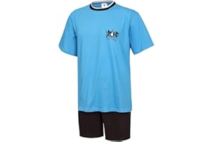 Moonline nightwear Herren Schlafanzug kurz 100% Baumwolle Herrenschlafanzug Shorty Herren Kurzer Schlafanzug Herren Shorty Pyjama kurz Nachtwäsche Herren in den Größen M L XL XXL 3XL