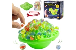 Pipihome Murmeln Stapelspiel, 60 Glasmurmeln Bunt Brettspiele, Murmeln Glas Balancespiel Familienspiel für 1–4, Stapel Murmel-n Spiele für Erwachsene Kinder