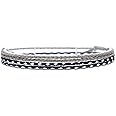 Made by Nami 2x Boho Surfer Bracelet Women & Men - Braided Summer Beach Bracelet Set - Handmade Festival Jewelry - Thin Friendship Bracelets (Black & Grey)