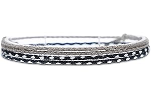 Made by Nami Surfer Fußband 2-er Set Damen & Herren - Dünnes Boho Hippie Fußkettchen geflochten- Handmade Strand Festival Accessoires - 100% Wasserfest & Verstellbar (Schwarz & Grau)