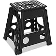 Folding Step Stool Lightweight Strong Compact Non-Slip Multi-Purpose Easy Carrying Foldable Stool for Kids & Adults, Kitchen Garden Bathroom (15 Inch Black)
