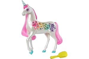 Barbie Einhorn, Dreamtopia Brush 'N Sparkle Unicorn, Barbie Zubehör mit magischer Bürste für 4 Licht-und Soundeffekte, Batterien nicht enthalten, Spielzeug ab 3 Jahre, GFH60