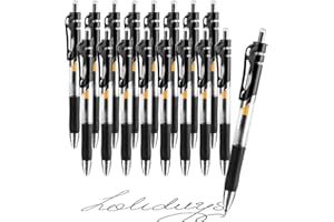 OFFCUP Penna a Sfera,16pcs Nero Penne a Scatto, 0.5mm Punta Media, Penne Gel, Asciugatura Veloce per Cancelleria Scuola e Ufficio, Scrittura, Appunti, Studio, Journaling e Schizzi