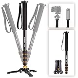 TARION Professional DSLR Camera Video Monopod Unipod Aluminum Alloy 165cm/65inch with 3-Legs Tripod Stand Base 3/8" Adapter f