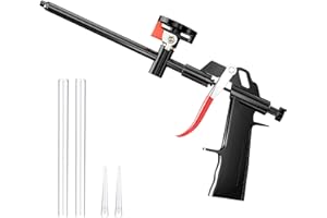 Ceisazira Pistola de Espuma de Poliuretano, Pistolas Aislamiento Espuma con 2 Boquillas y 2 Tubos de Extensión, Pistola Espuma Negro, Pistola Aplicadora de Espuma para Calafateo, Llenado, Sellado