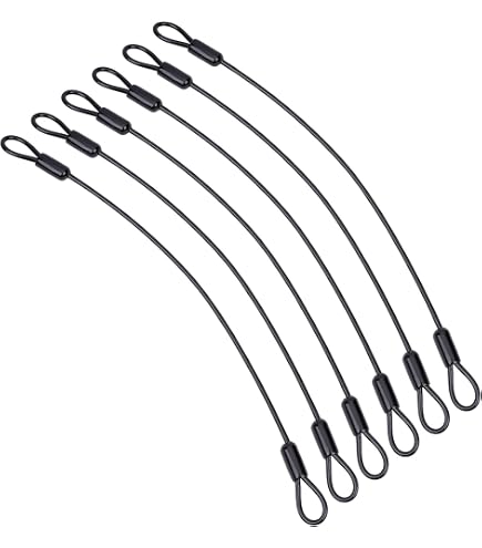 15 Cavi Di Sicurezza In Acciaio Inox Con Doppio Anello, 10 Cm X 2 Mm, Rivestiti In Plastica, Neri