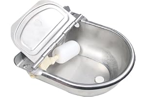 OUNA Stainless Steel Automatic Waterer Pet Livestock Tool Animals Water Bowl with Floating Ball for Cattle Horse Goat Sheep Dog