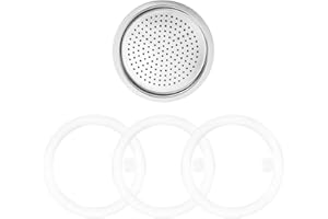 ‎SIVAPHE Sivaphe Ersatzdichtung Set für Edelstahl Espressokocher - enthält 3 x Dichtungsring 1 x Ersatzsieb - 2 TASSEN