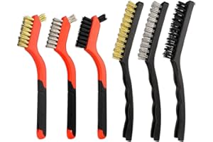 BELUGSIN Drahtbürste Set 6 Stück Hand-Drahtbürsten Satz Klein Drahtbürste Messing-Drahtbürste Edelstahl-Bürste Nylon-bürsten für die Reinigung Schweißen Schlacke und Rost