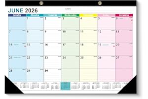 Väggkalender från juni 2026-dec 2027,19 månad akademisk väggkalender 2026-2027, avrivning månadskalender för kontor, familjeplanerare, hängande planerare med klistermärken - 17x12 tum (färgglad)