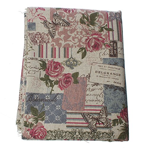 Souarts Stoffe Basteln Patchwork Baumwoll und Leinenstoff Stoffpakete DIY 160x100cm - 3