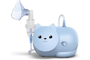 OMRON Nami Cat - Inhalateur nébuliseur à compresseur puissant pour un traitement efficace spécialement conçu pour les enfants, traite la toux/le rhume, la bronchite, l'asthme et d'autres affections