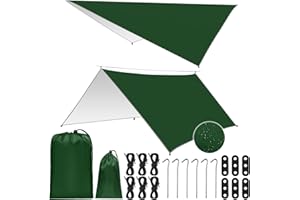 NCKIHRKK Toldo de Refugio Camping 3x3M, Tienda de Campaña Tarp Impermeable con 6 Cuerdas + 6 Clavos de Tierra + 2 Bolsa de Guarda, Lona Toldo Camping para Vivac, Picnic, Playa, Hamaca, Furgoneta