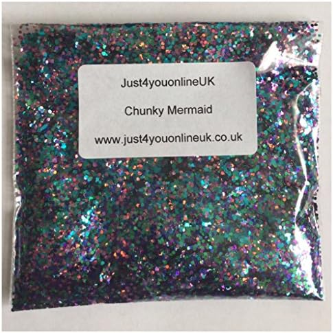 Mixed Chunky Glitter for Nail Art 10g bag of Mermaid Royal Blue Light Blue Holographic Pink Purple Emerald Green