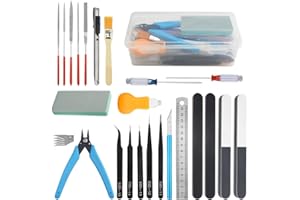 BGTXINGI Lot de 28 outils de modélisation de base pour outils de modélisme Gundam avec boîte en plastique - Pour assemblage, réparation et fixation