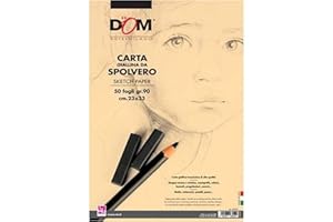 Aurora Store Blocco Album QUADERNO Blocco Carta SPOLVERO GIALLINO Bozzetti Schizzi 23x33cm 50 Fogli 90 Grammi Album Foglio Disegno per MATITE CARBONCINI PASTELLI Penne Sketch Paper