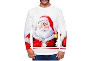 luoluoluo Mens Christmas Jumper Clearance Xmas Novelty Pullover Snowflakes Santa Claus Sweatshirt 3D Printed Snowman Christmas Tree Jumpers Long Sleeve Crew Neck Pullover Sweater Present for Him