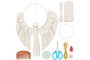 INFUNLY DIY Macrame Kit Angel Wings Boho Macrame Angel Tapestry DIY Weihnachtsmakrame -Kits für Anfänger für Erwachsene mit Unterrichtsvideo für Hochzeitsbüro Wohnzimmer Schlafzimmer