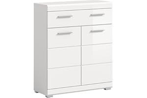 xonox.home Bad Scout X06A9703 Standschrank Badschrank Schrank in weiß Nachbildung und weiß Hochglanz tiefzieh, ca. B/H/T: 74x88x31 cm