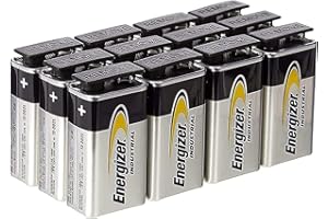 HOLD. ENERGIZER Energizer - Industrial, Pack de 12 pila 9V, pila alcalinas básicas de larga duración para uso cotidiano e industrial, sin sulfataciones y con 10 años de vida útil