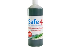 Safe4 Professional Disinfectant Concentrate - Enhanced Formulation,UK Manufactured,for Effective Virus & Bacteria Protection in Professional & Animal Care Settings (1L, Apple)