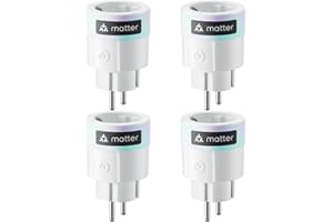 SwitchBot Matter Plug Mini paquete de 4 con monitor de energía, control por Wi-Fi y Bluetooth, compatible con Alexa, Google Home, Apple Home y HomeAssistant, control por voz y acceso app, 16A Type F