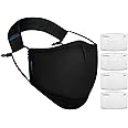 OxiClear N99 Anti Pollution Face Mask With 4 Activated Carbon Filters & Detachable Headband D.R.D.O Certified (No-Valve) (Black), Unisex, Reuseable
