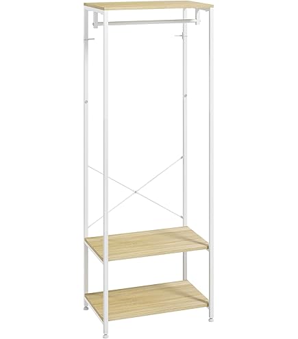 Porte Manteau En Métal, Porte-Vêtements Avec Êtagère De Rangement Multifonctionnel Autoportante 110x150x40cm 79788002